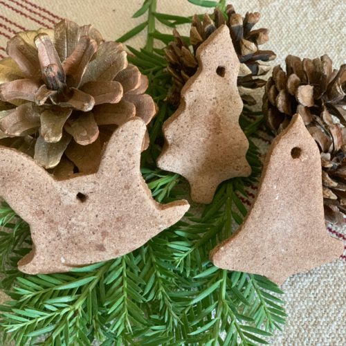 salt dough Christmas ornaments with pine cones