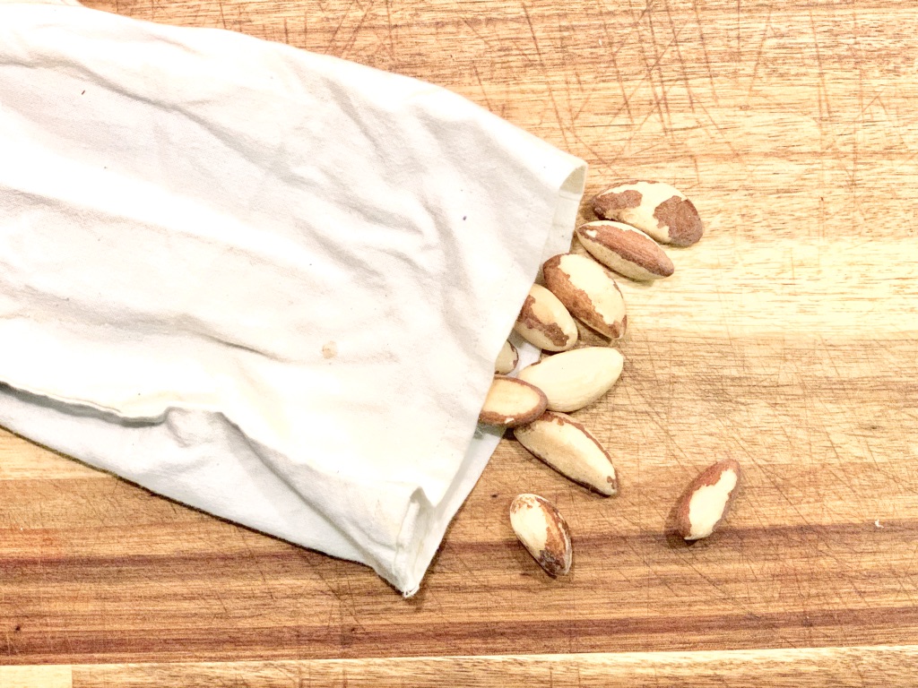 store nuts in reusable cloth bags