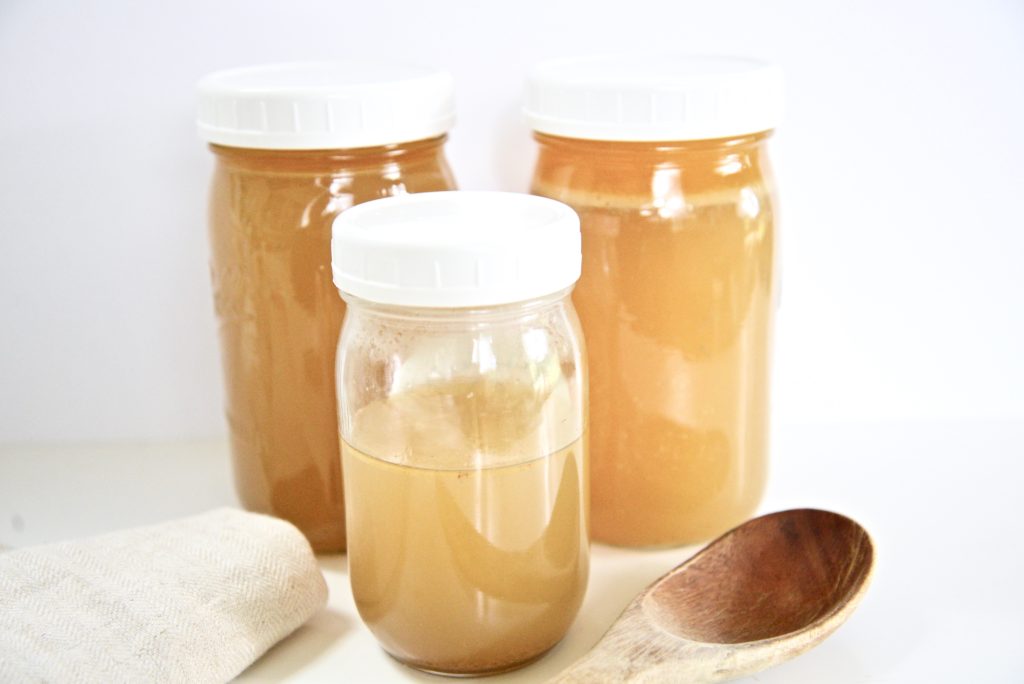 homemade bone broth in jars