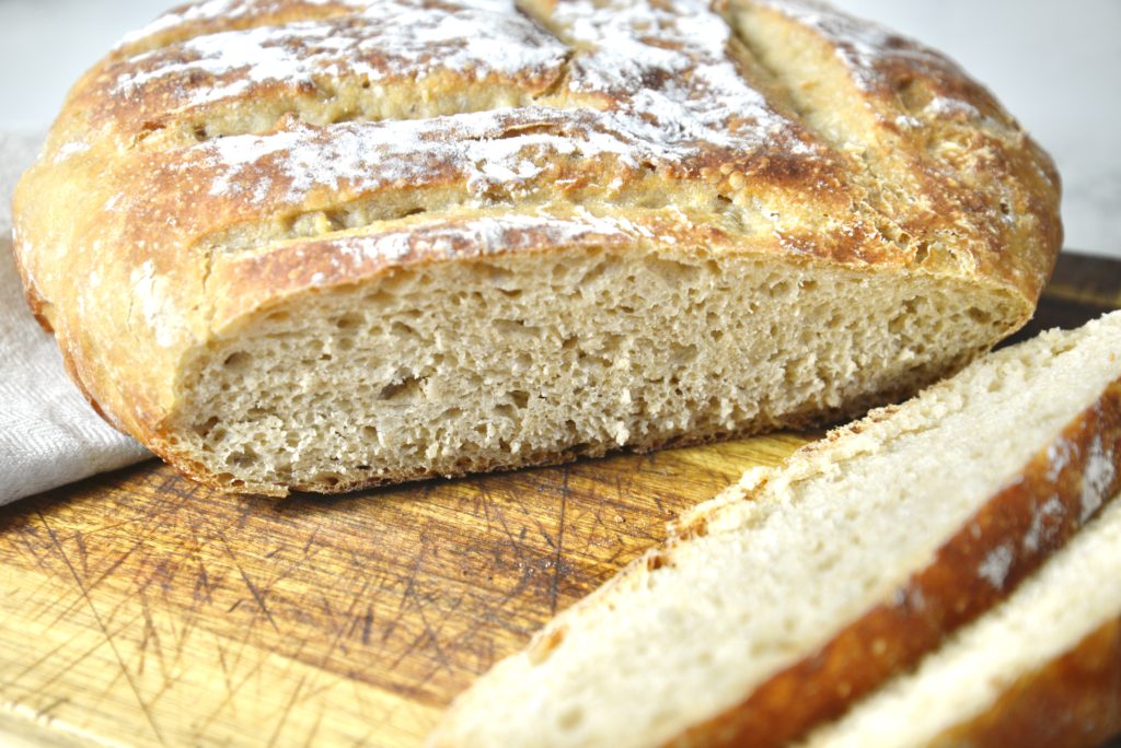 easy no-knead sourdough bread