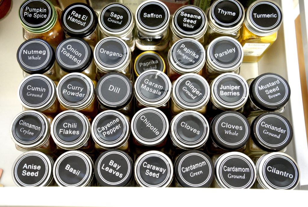organized spice drawer