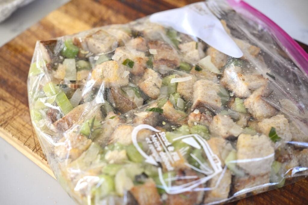stuffing mix in ziplock bag