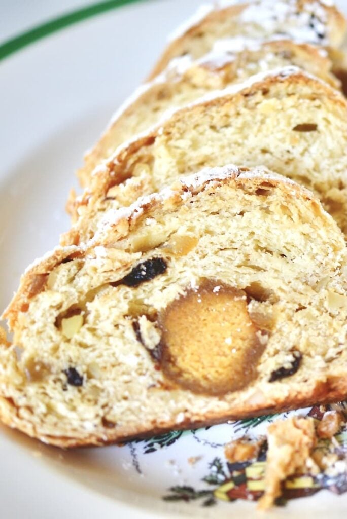 slices of German Christmas bread on plate