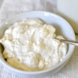 bowl with German quark and spoon