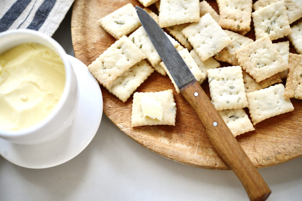 sourdough crackers and butter