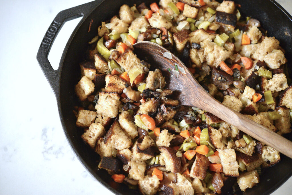 stuffing in cast iron skillet