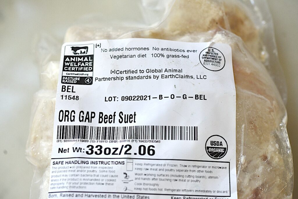 organic grass-fed beef suet
