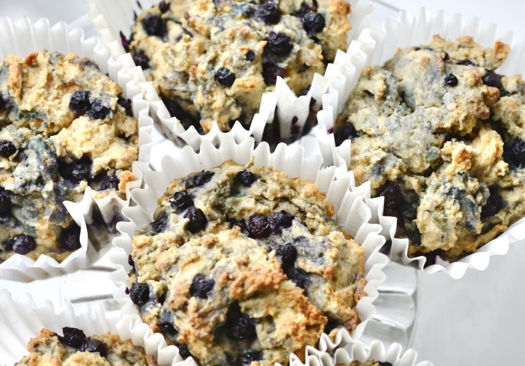 Gluten free sourdough blueberry muffins