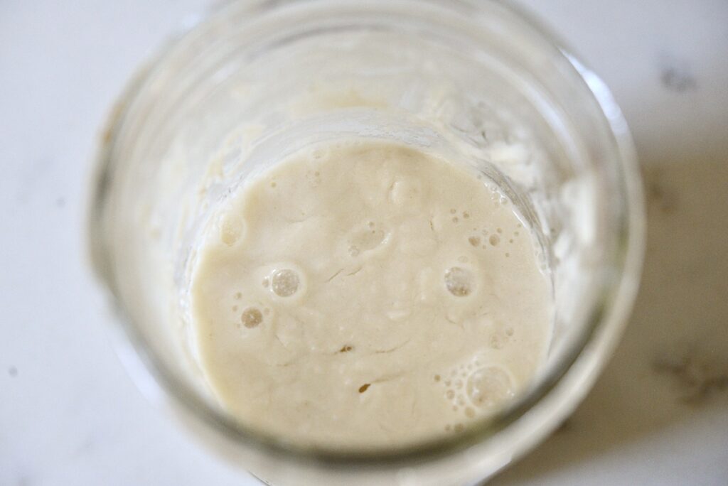 gluten free sourdough starter in mason jar