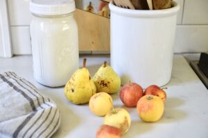 apples and pears in homestead kitchen