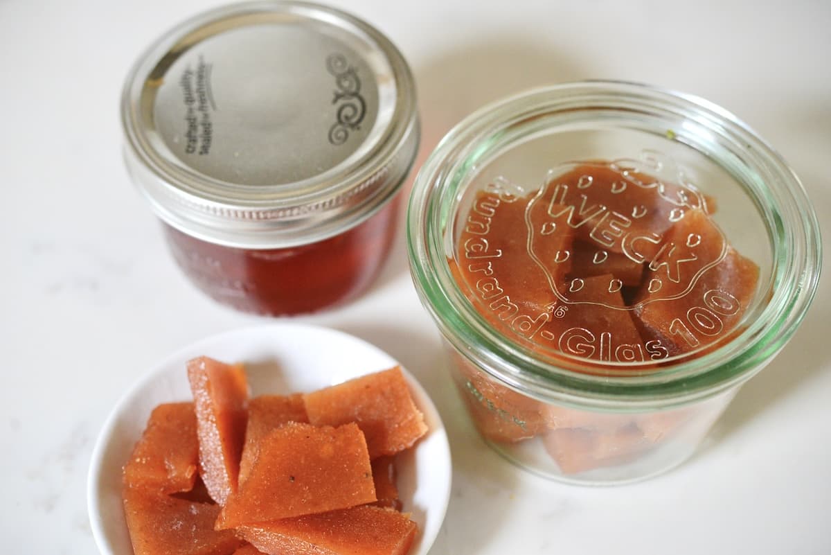 sugar dissolving in jar with fruit juice