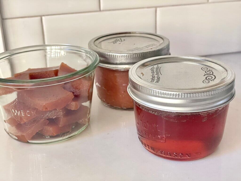 quince jelly, quince jam, and quince candy in jars