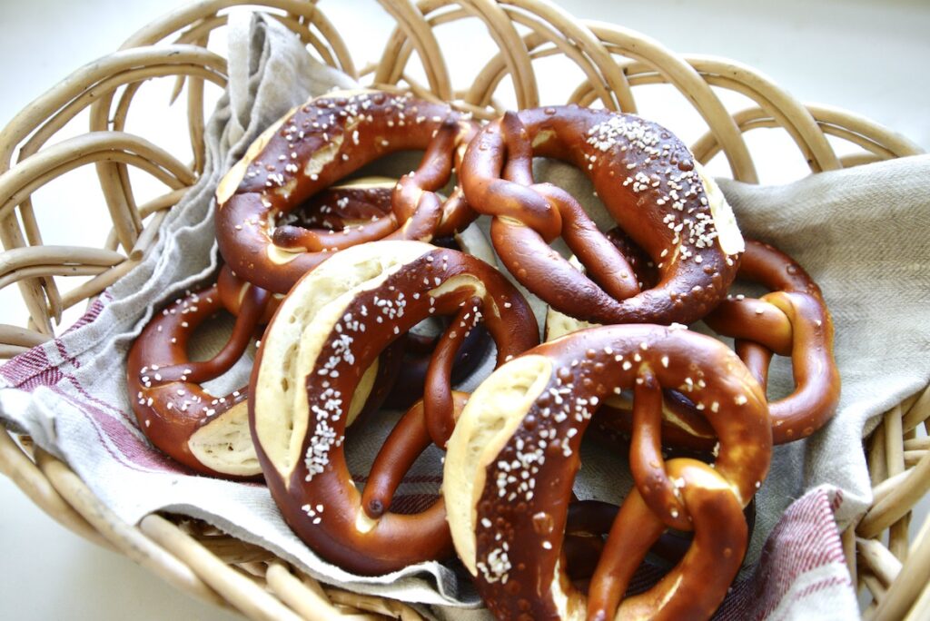 soft pretzels in basket