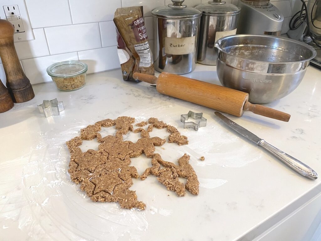baking cookies in kitchen
