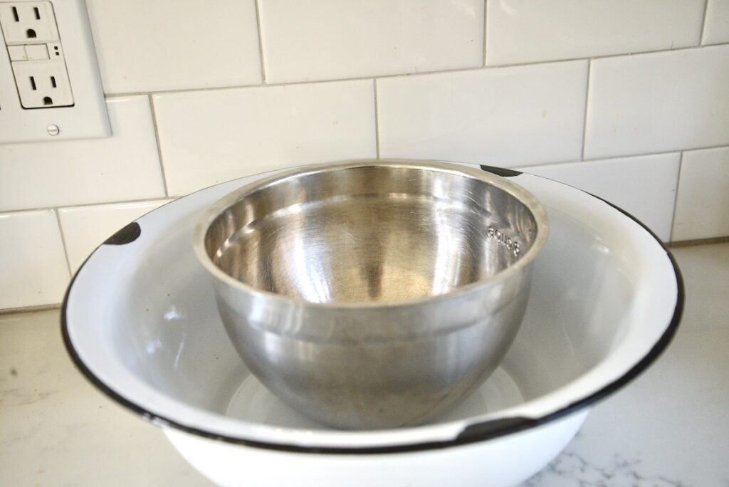 2 different mixing bowls on kitchen counter