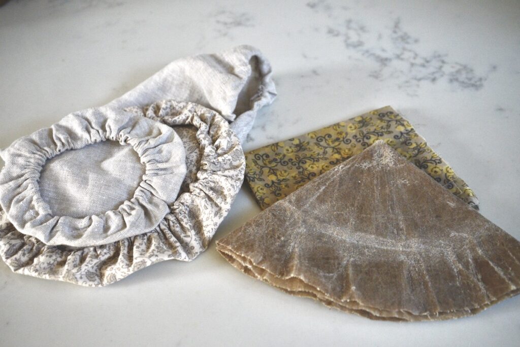 various sizes of reusable bowl covers and beeswax wraps