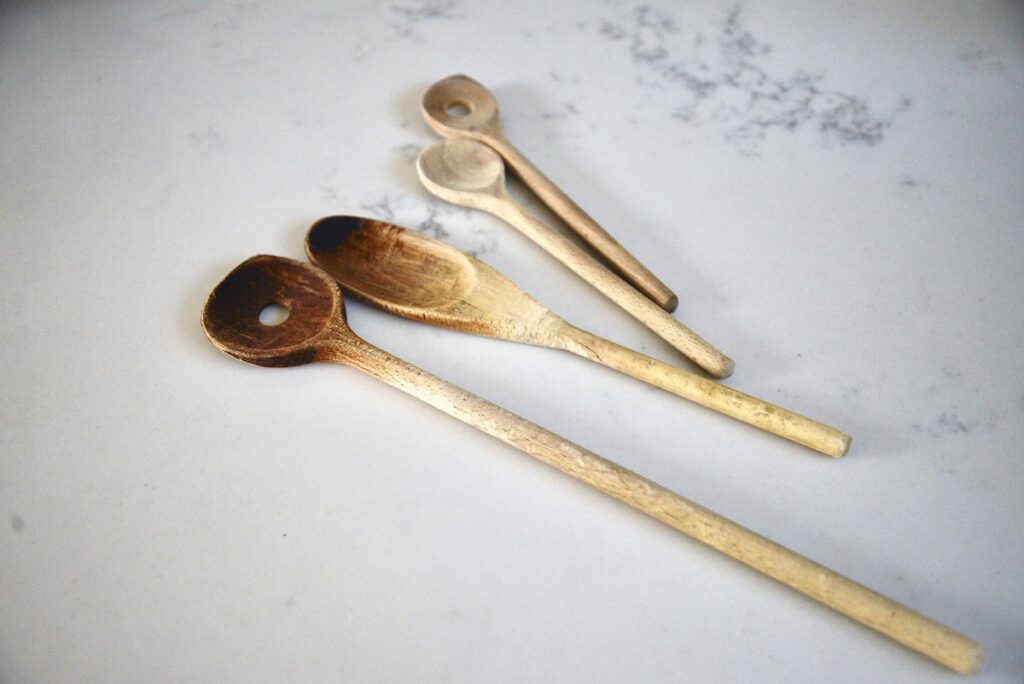 4 different sizes of wooden spoons