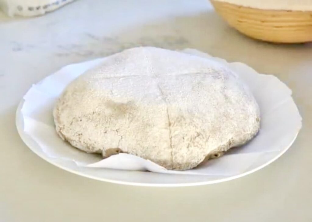 rye bread before baking on plate