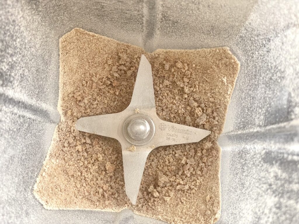 bread crumbs in high speed blender containter