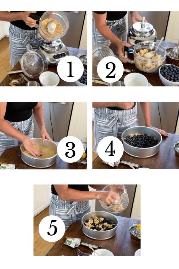 individual steps on how to make German crumb cake