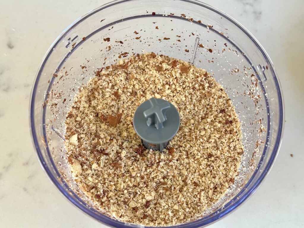 ground hazelnuts in small food processor