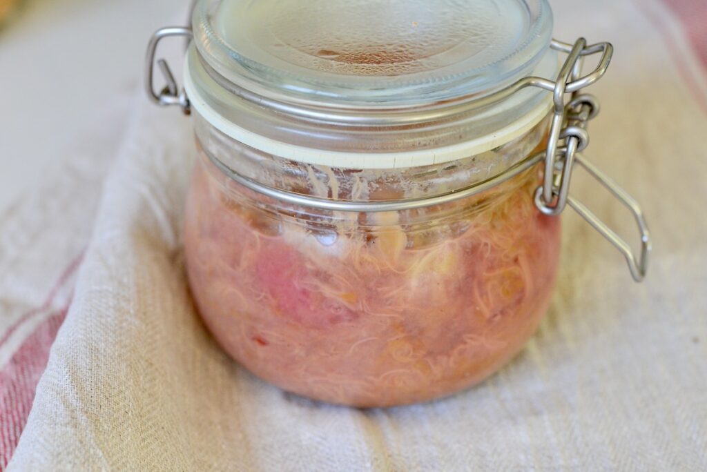jar of rhubarb jam with lid closed