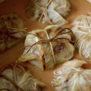 German stuffed cabbage rolls in pot