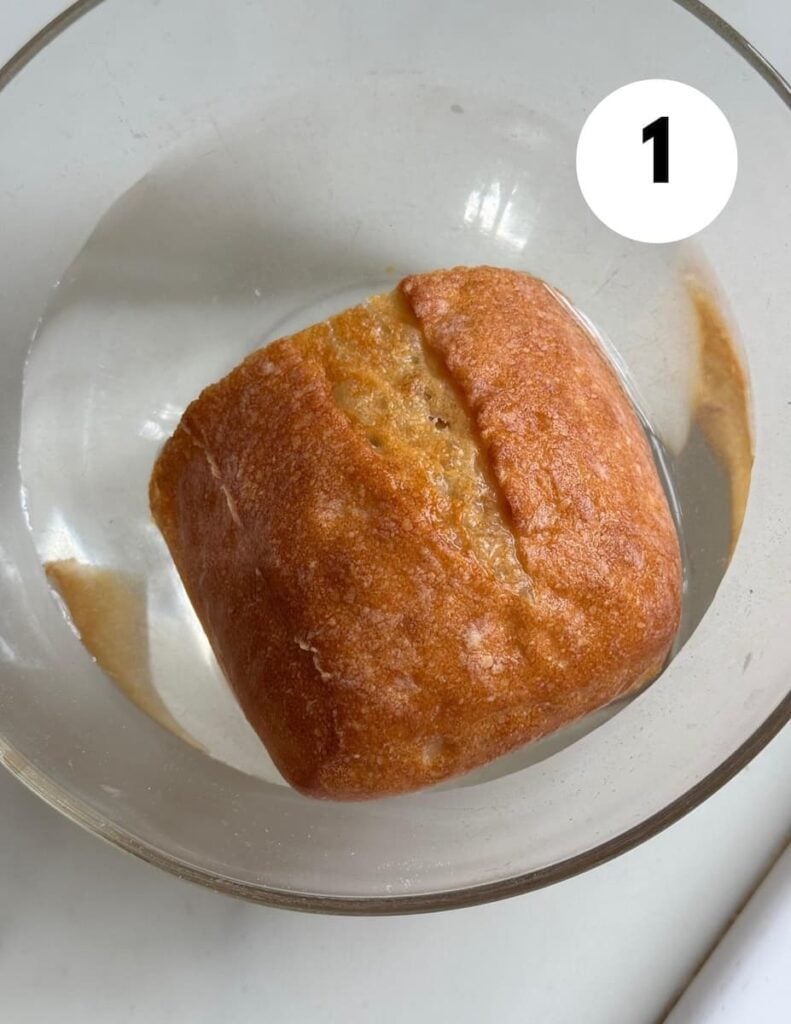 bread roll soaking in water