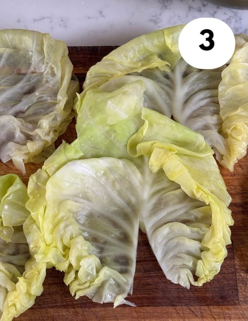 cabbage leaves with the touch core cut out