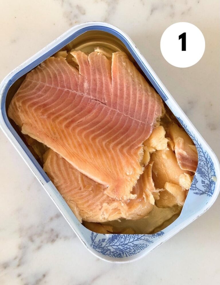 smoked trout fillet in open can
