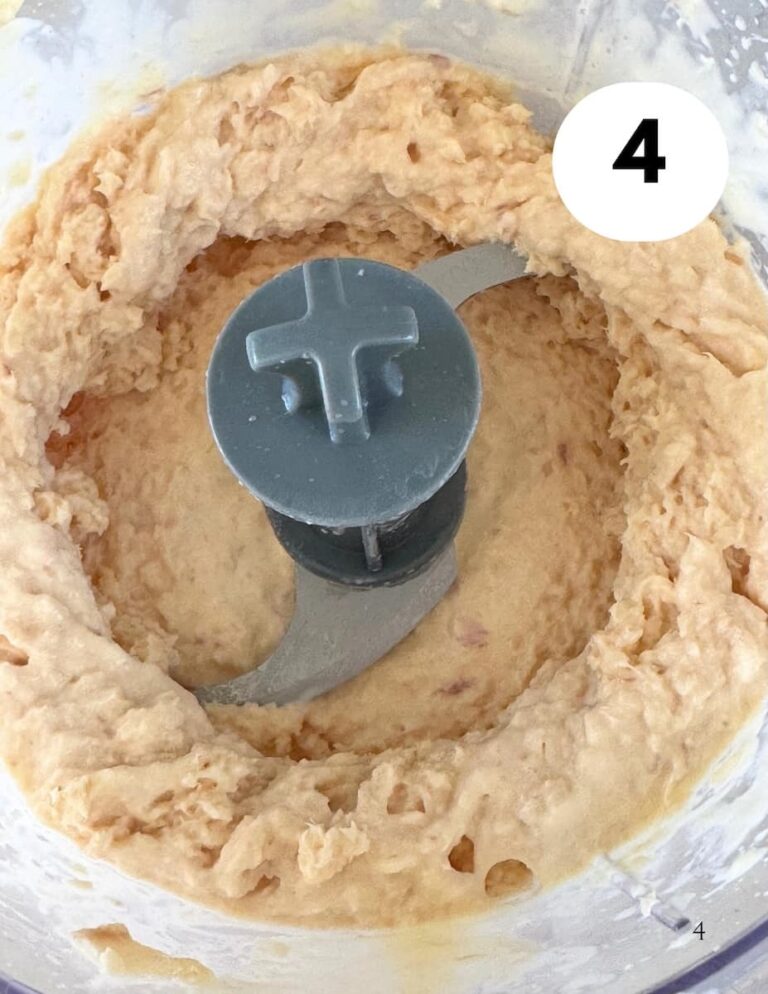 blended trout dip in food processor