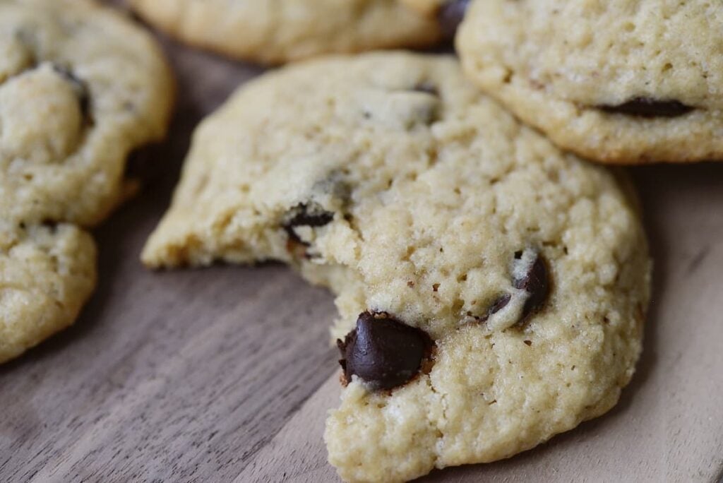 chocolate chip cookie with bite taken out