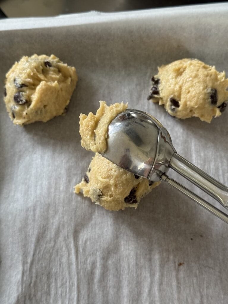 cookie dough balls with cookie scoop