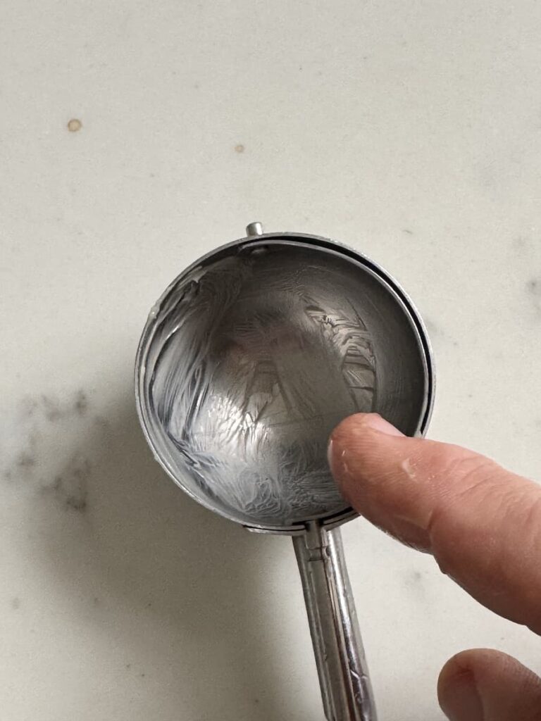 greased cookie scoop