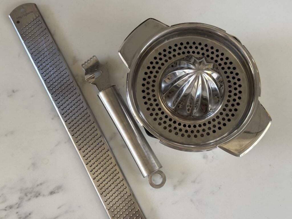 citrus press and lemon zesters