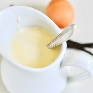 small pitcher with vanilla sauce