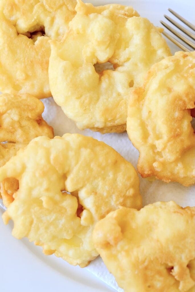 golden-brown fried battered apple rings