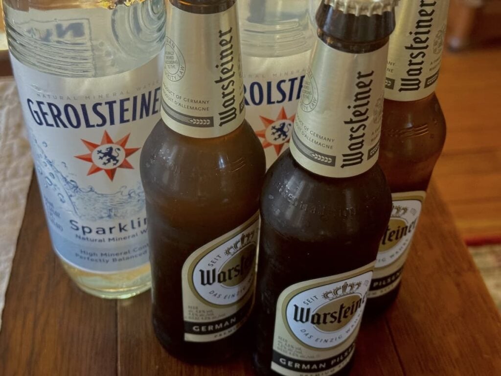 bottles of German sparking water and German beer