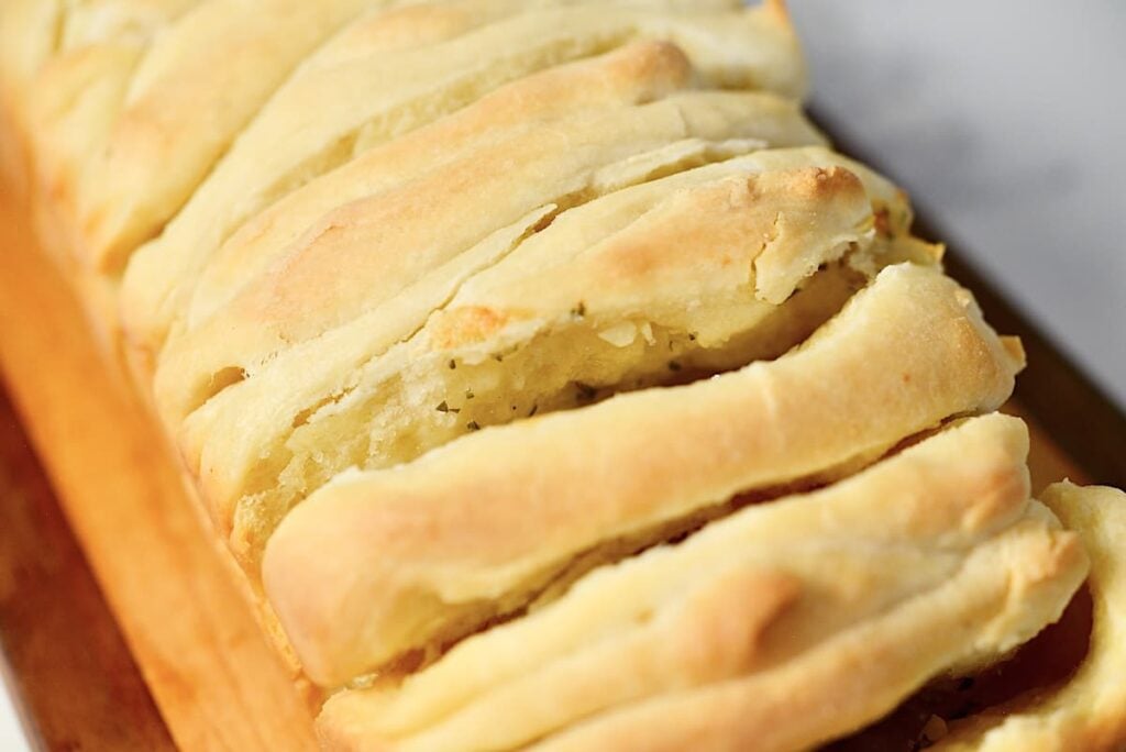 loaf of baked sourdough pull apart bread